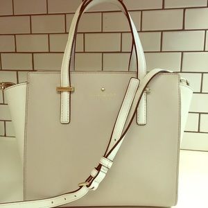 Kate Spade small Hayden bag taupe white